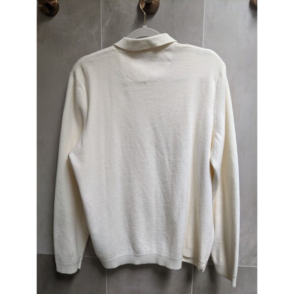 Eddie Bauer Polo Sweater Men's Sz M Collared Pullover Knit Prep Coastal Cream - Picture 4 of 12